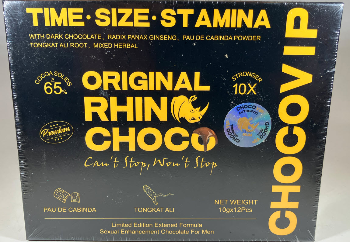チョコチロ Rhino Choco VIP Chocolate for Men may be harmful due to hidden